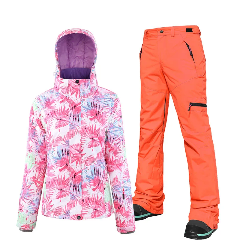 Jacket and orange SEARIPE лыжный костюм женский зимний ветрозащитный водонепроницаемый горный лыжный костюм и брюки зимние комплекты лыжные и сноубордические костюмы - Цвет: Jacket and orange