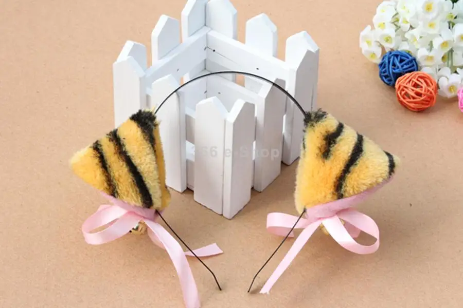 Животных косплей кошка повязка на голову с колоколом легкие-тигр печать | Красота