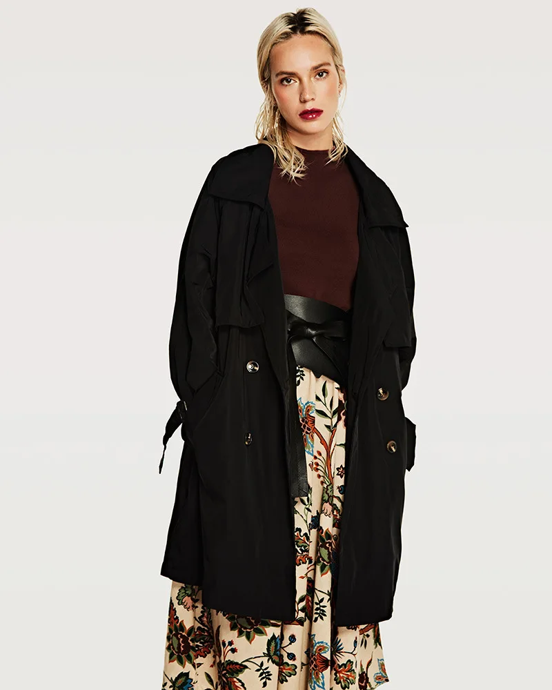 2018 Модный плащ ветровка Винтаж куртки наивысшего качества Для женщин Сплошной