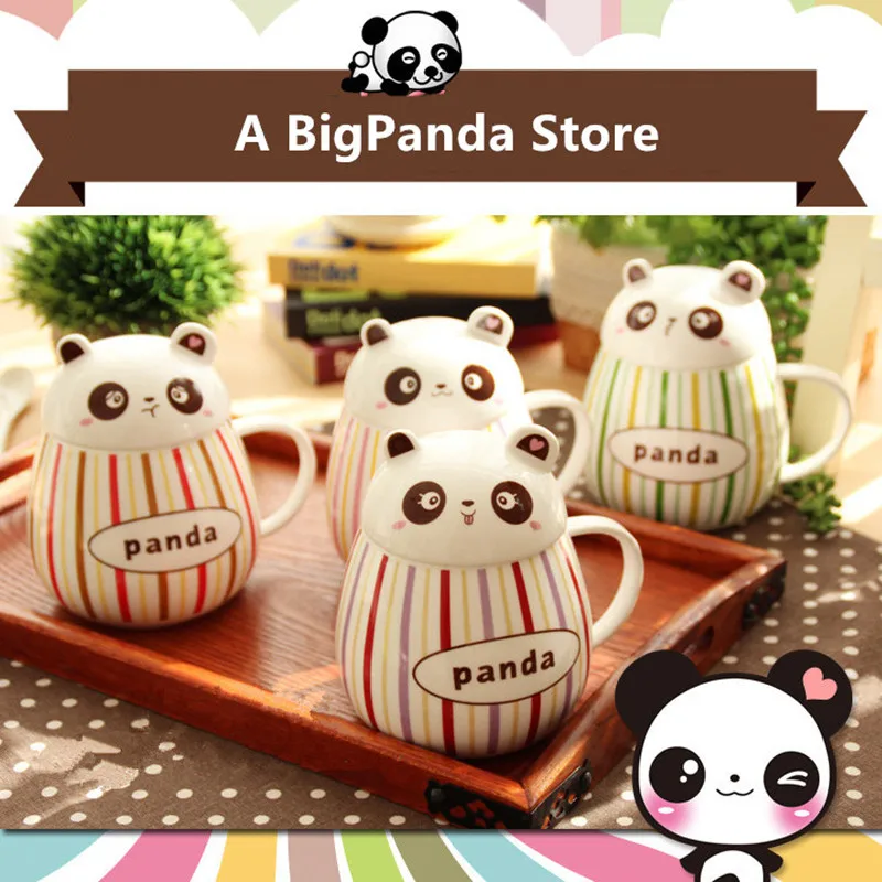 Хит! Kawaii большая панда кружки керамическая чашка молочный кофе с крышкой чайные