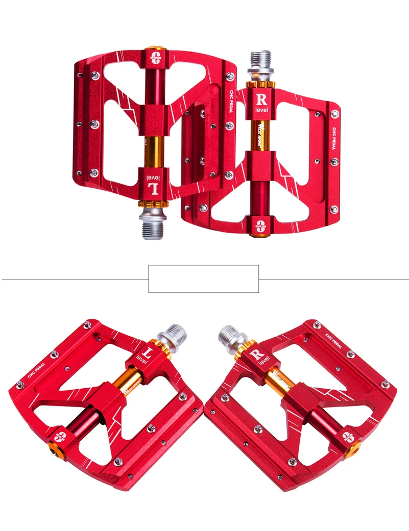 WEST BIKING Ultralight 3 подшипники велосипедные педали с ЧПУ дорожные горный велосипед педали анти-скольжения Велоспорт герметичный Подшипник велосипедные педали