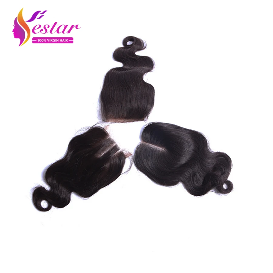 7А Малайзии Кружева Закрытие Отбеленные Узлы Объемная Волна Free/Средний/3 Часть