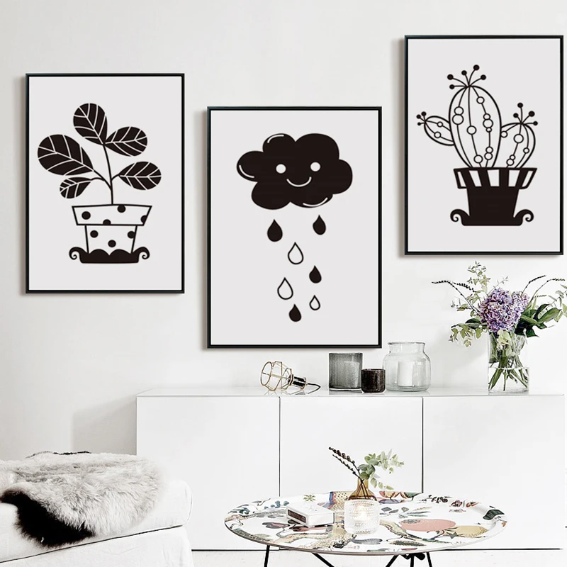 Элегантный поэтический фон в горшечном растении темные облака дождь