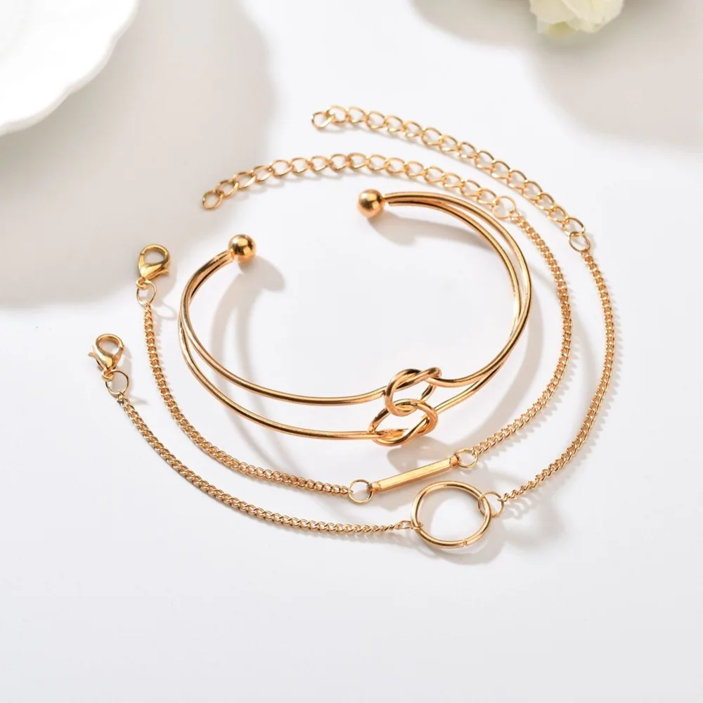 Женский браслет-браслет из золотистого круга браслеты-манжеты с завязками и