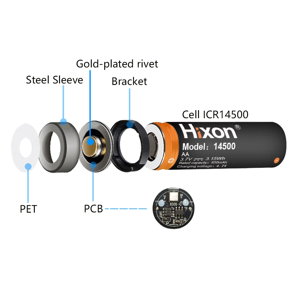 Hixon 2 шт перезаряжаемый 800mAh 3 7 V 14500 литий-ионный аккумулятор для мини светодиодный