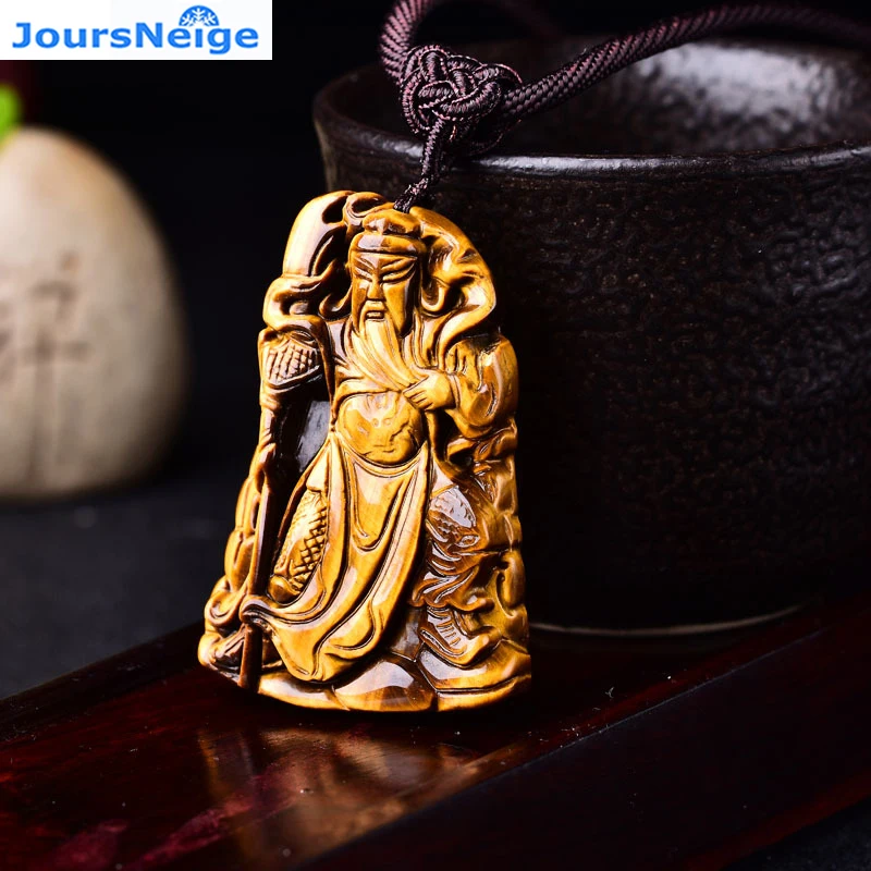 

Wholesale JoursNeige Natural Yellow Tiger Eye stone Pendants Hero Guan Yu Pendant Necklace For Men Women Evil Spirits Jewelry