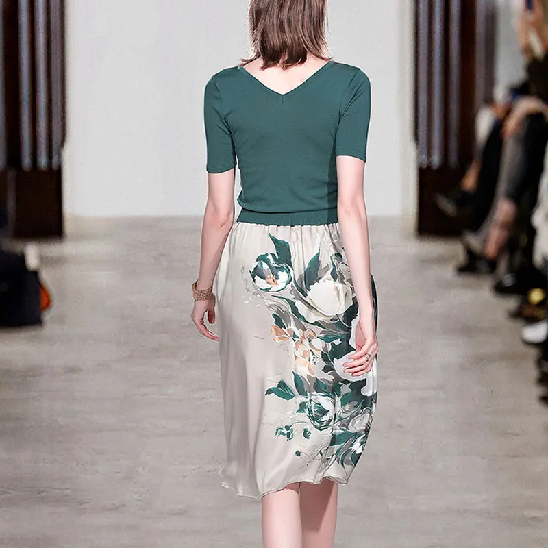 Женский элегантный комплект из двух предметов трикотажная рубашка с коротким