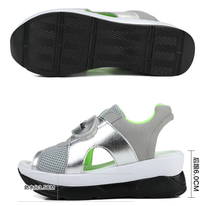 Новые летние женские босоножки на платформе танкетке с открытым носком модные