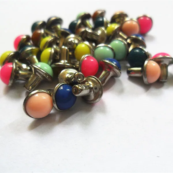 300 компл./лот 6 5 мм разноцветные Круглые акриловые ремни для сумок заклепки шипы в