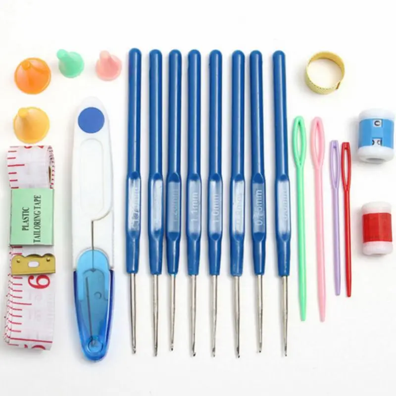 Newest Crochet Latch Curve Needle Mark Hand Knitting Needles Weave Accessories With Case Box Tools Set | Дом и сад