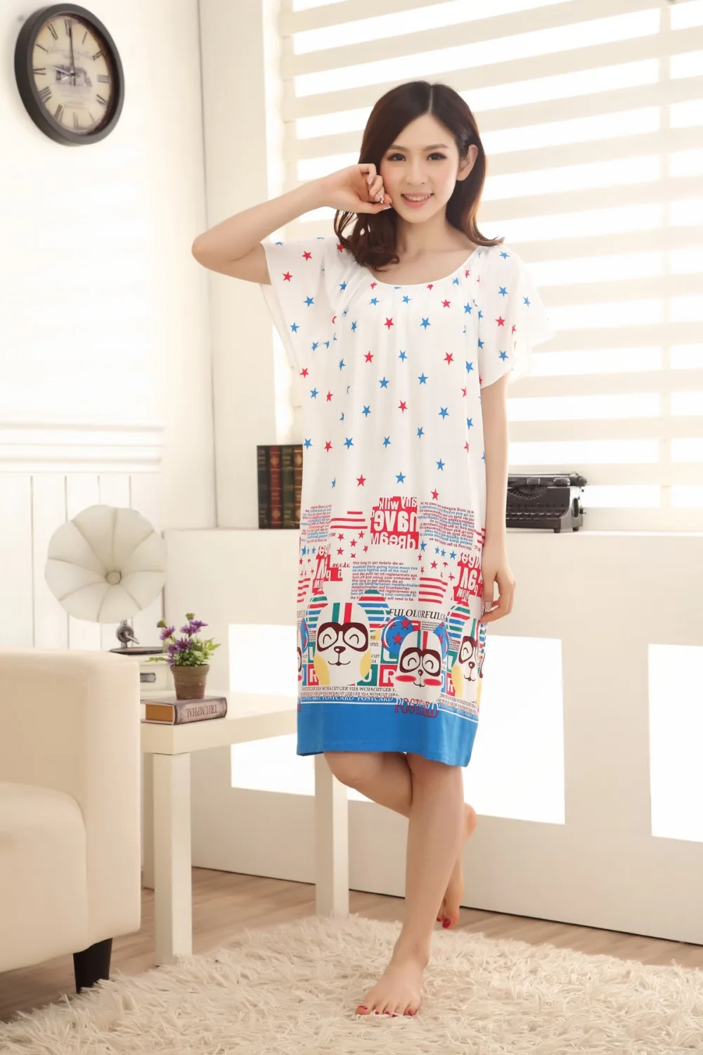 Ночные рубашки для женщин длинная ночная рубашка с мультяшным рисунком девочек