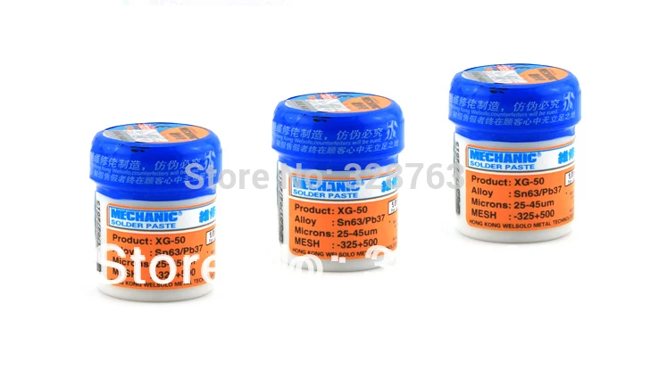 

Superior quality New 3PCS/Lot 100% Hong Kong MECHANIC BGA Solder Flux Paste Soldering Tin Cream Sn63/Pb37 25-45um XG-50 42g