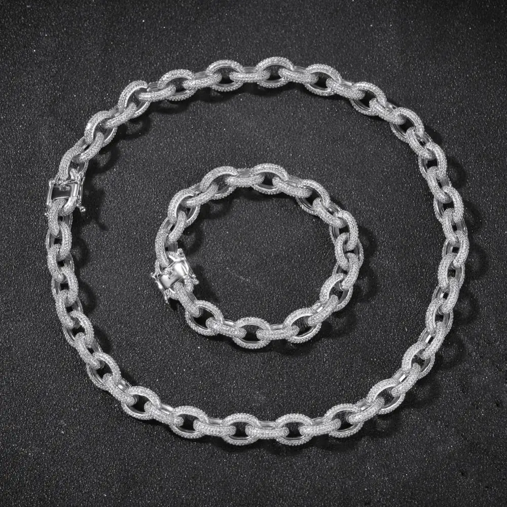 Хип хоп микро проложить AAA кубический цирконий Bling Iced Out круглая звеньевая цепочка колье ожерелья для мужчин раппер ювелирные изделия золото серебро