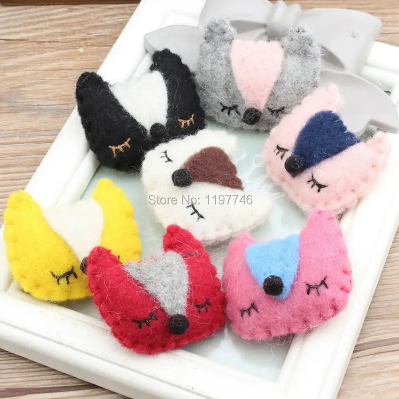 100% Шерсть Войлок Мини-заказ 3 шт. лиса кукла шар 50x5 мм красный серый желтый свет