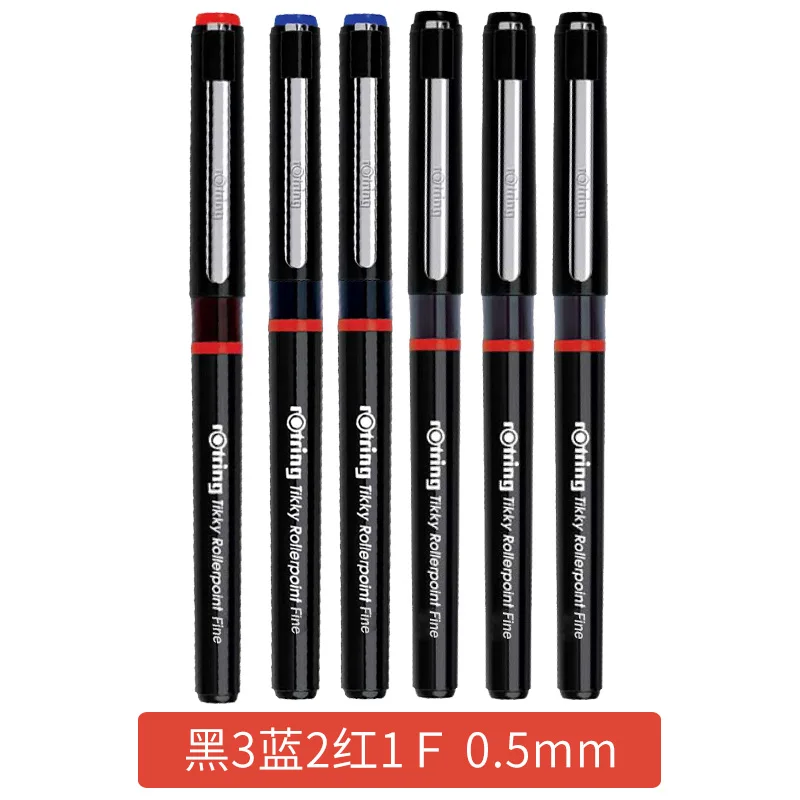 3BLACK 2BLUE 1 RED 1/3/6/12 шт Германия Rotring Ручка-роллер прямо из жидкого геля ручка 0,5 мм ручка студенческим пакетом Office экзамен - Цвет: 3BLACK 2BLUE 1 RED