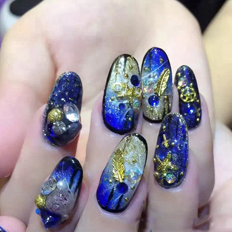 

LEAMX 10 PCS/bag Leaf Nails Art Decoration 3D Nail Charms Gold Alloy Jewelry For Manicure Decor Accessories Nail Stickers L390