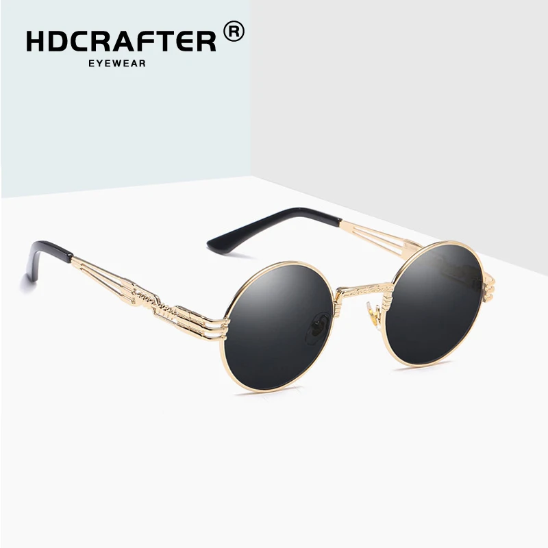 HDCRAFTER Ретро стиль готика стимпанк зеркальные солнцезащитные очки золотые и