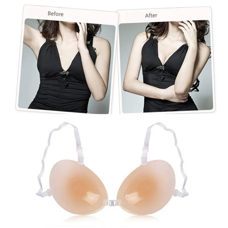Бюстгальтер женский силиконовый без бретелек с эффектом пуш ап|Игры для