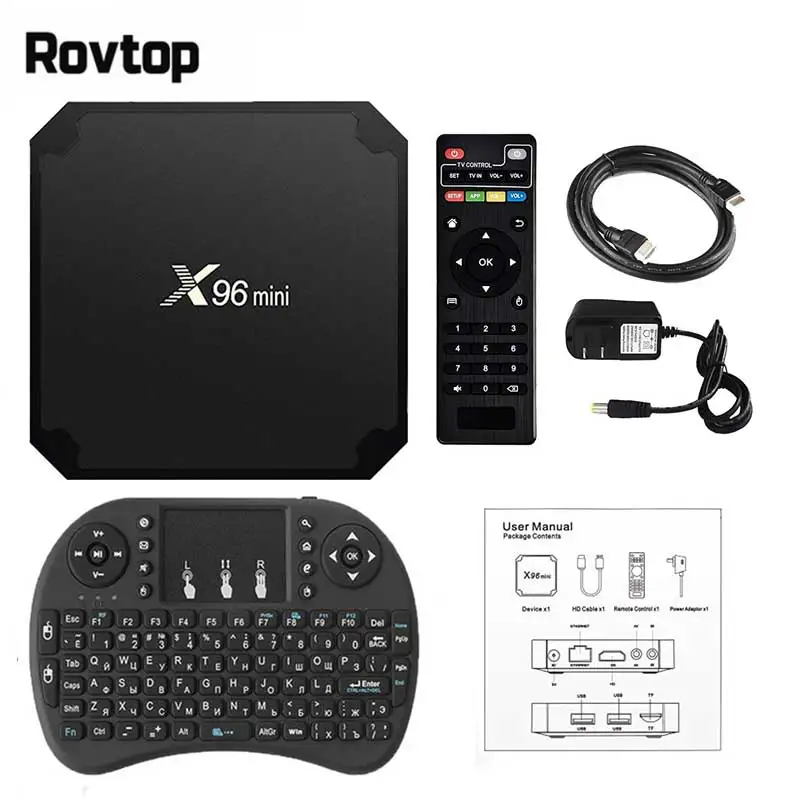 Rovtop X96 мини Smart tv Box Android 7 1 OS 4 к приставка 2 Гб 16 Amlogic S905W четырехъядерный X96mini ГБ 8 WiFi