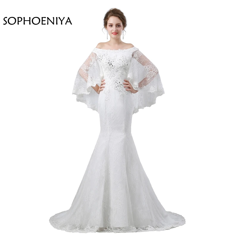 

New Arrival White Mermaid Evening dress 2021 Lace Evening gown vestido longo formal dress Arabic prom dresses