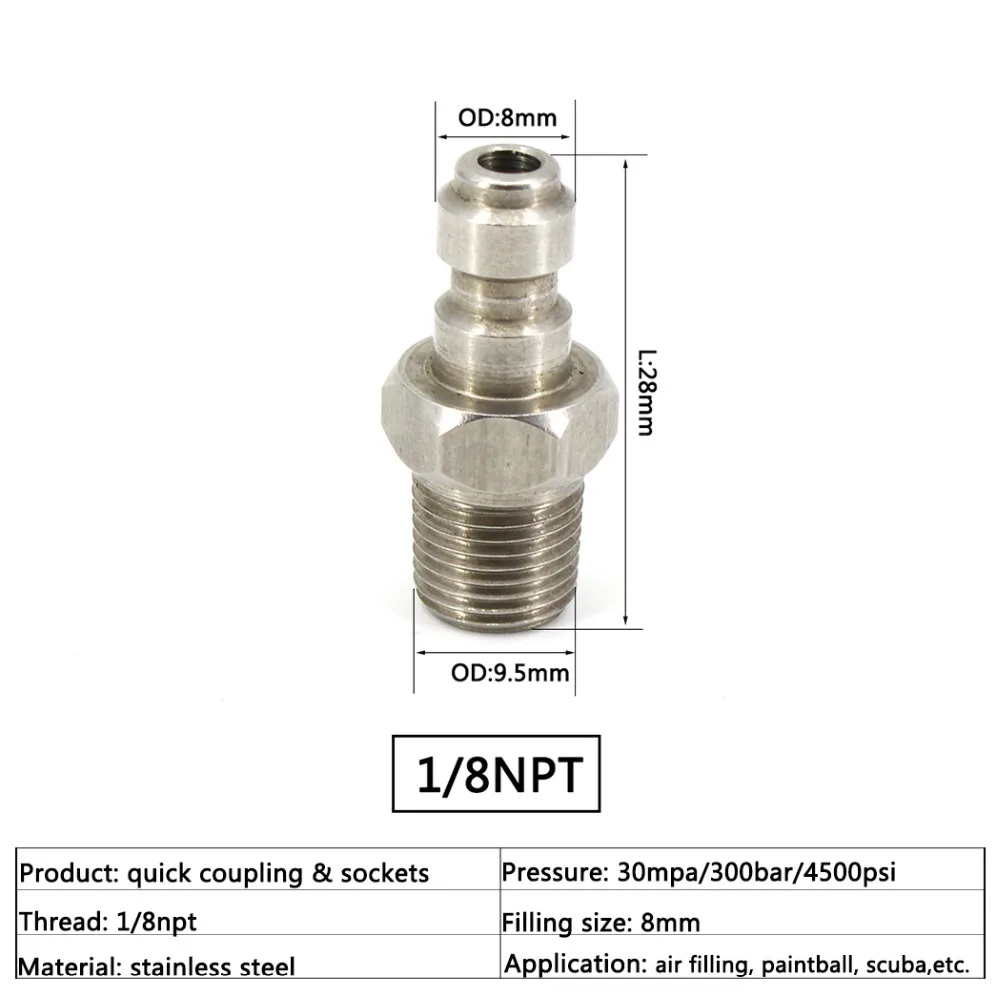 PCP ВВС Пейнтбол Пневматический 1/8NPT M10x1 1/8 BSPP 8MMM ale Plug высокое Давление сцепное