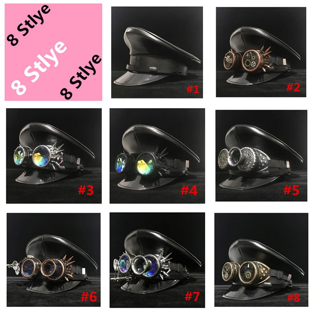 Кожаная Черная кепка в стиле стимпанк с козырьком офицера Германии армейская