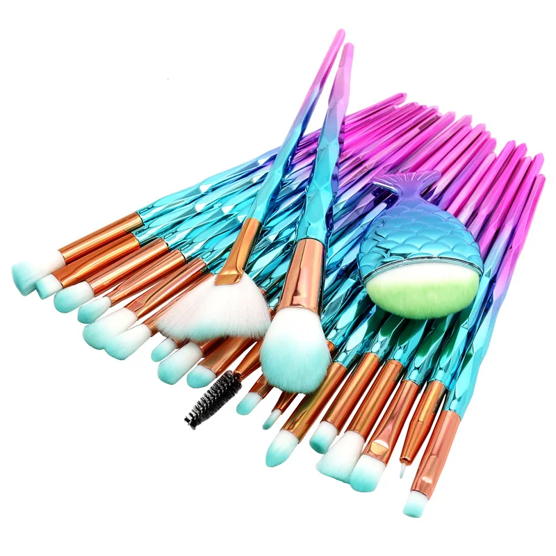 21pcs Blue Pink SinSo набор кистей для макияжа 10-21 шт Профессиональный набор кистей для макияжа единорога основа, румяна, тени для век Контур Макияж Кисти Инструменты - Handle Color: 21pcs Blue Pink