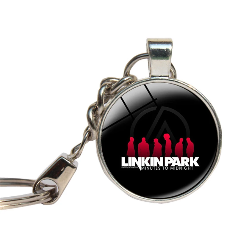 Linkin Park брелок со стеклянным кабошоном рок группа кольцо для ключей стеклянный