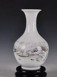 Бесплатная доставка древняя Мода Снег пейзаж с цветком ваза украшение дома