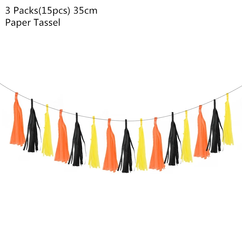 15pcs paper tassel Строительные вечерние баннеры для автомобилей с днем рождения, экскаватор, грузовик, гирлянда, латексные шары, детские автомобили, украшения для дня рождения - Цвет: 15pcs paper tassel