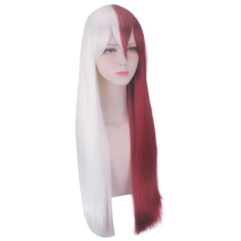 Женский длинный парик с героями мультфильмов Todoroki Shoto, карнавальный костюм Boku no Hero Academy, красные и белые волосы, парики для вечеринок на Хэллоуин