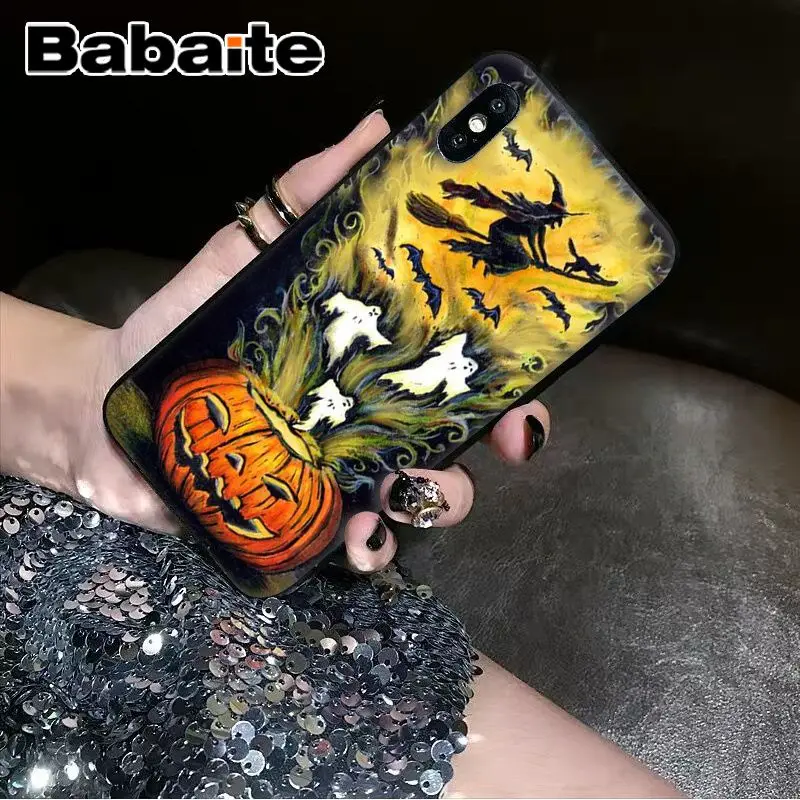 Babaite Тыква Хэллоуин Летучая мышь черный ТПУ Мягкий силиконовый чехол для