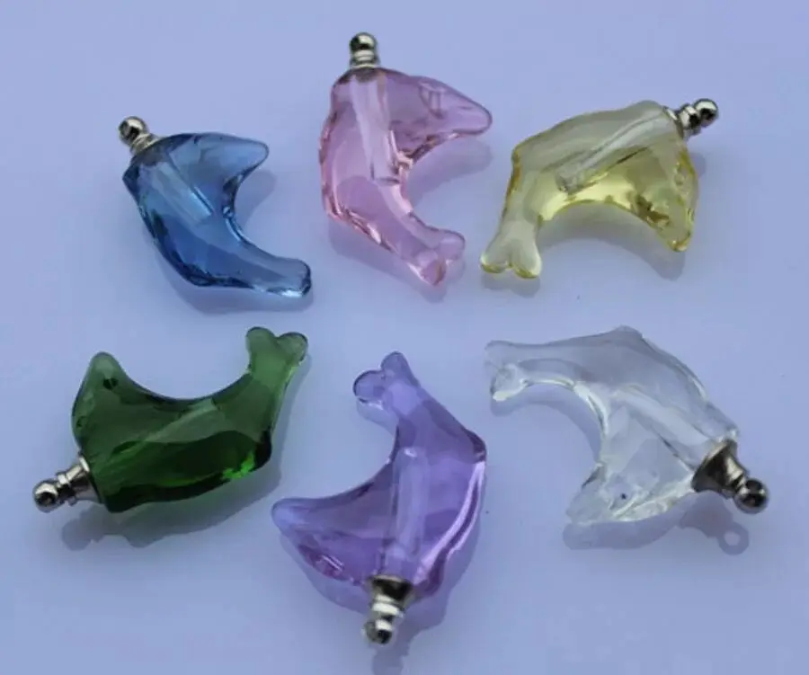 500 шт в форме дельфина винтовой колпачок Хрустальная подвеска виде флакона духи