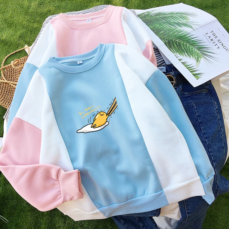 Gudetama толстовка женская Повседневная Свободная флисовая осень/зима теплая Harajuku милые кофты для девочек японский стиль пуловер Топы