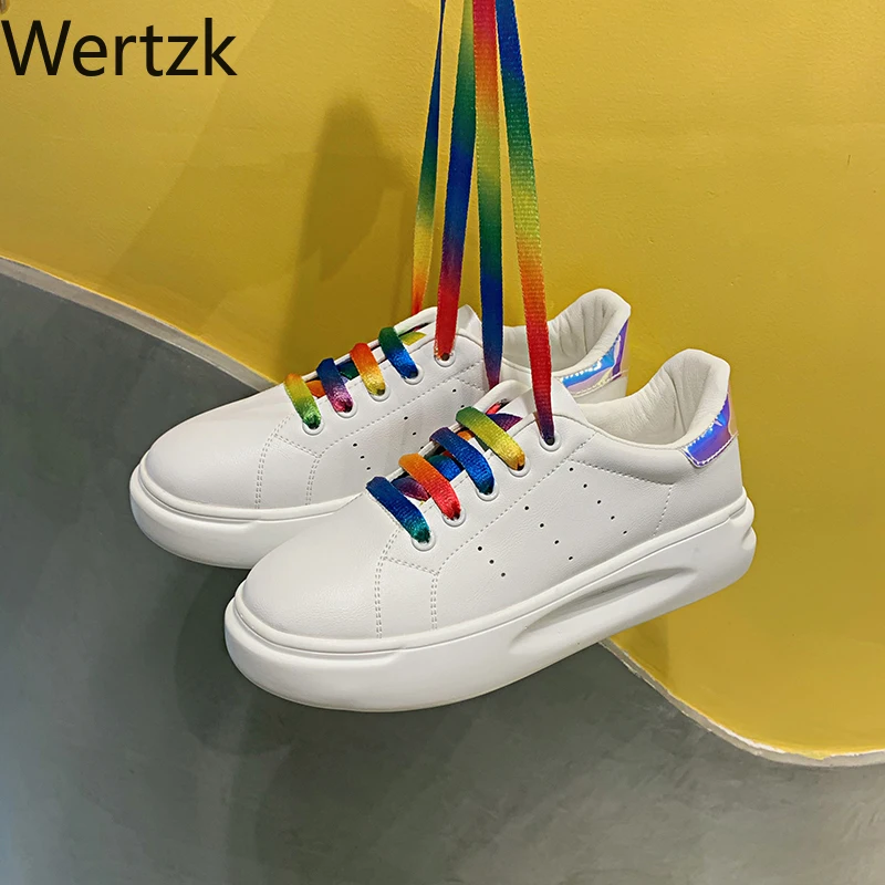 Women Casual Shoes 2018 New Sneakers Fashion Breathable PU Leather Platform White Soft Footwears Rhinestone | Обувь