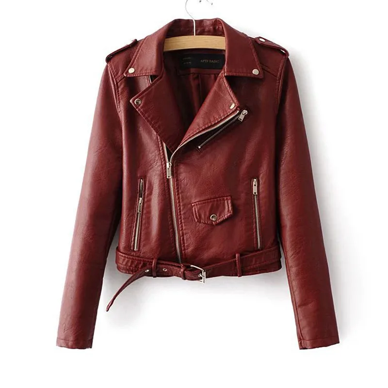Женская кожаная куртка корейская модная короткая из искусственной кожи с