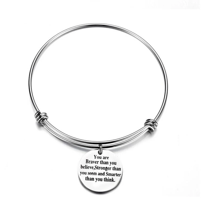 

Stainless Steel Bangle Adjustable Expandable Wire Bangles With She Believed She Could So She Did Charm Bracelet as gift