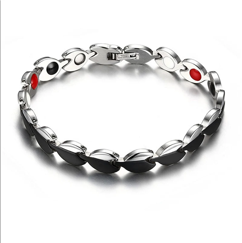 Женский современный черный браслет из нержавеющей стали био для здоровья и
