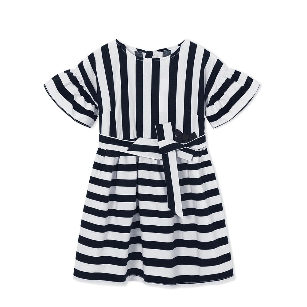Balabala/платье с короткими рукавами для девочек платье в полоску расклешенными
