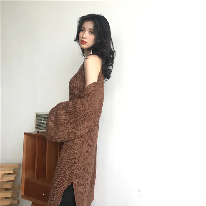 RUGOD корейский комплект из 2 предметов, короткий однотонный сексуальный жилет без рукавов и шикарный кардиган с расклешенными рукавами, свитер с открытой строчкой