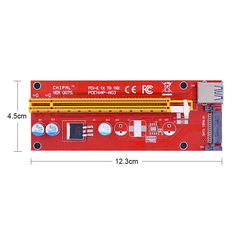 CHIPAL 100 шт. Стандартный VER007S 0 6 M PCI E 1X до 16X Райзер карта расширения + USB 3 кабель/15Pin SATA