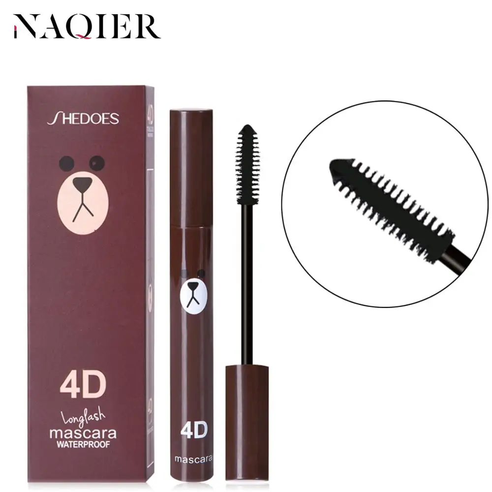 Модные милые 4D Волокно Тушь для ресниц Длинные черные Lash ресницы расширение Водонепроницаемый глаз Макияж