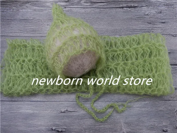 Новорожденные фотографии реквизит шляпа мохеровая шапочка и обертка | Детская