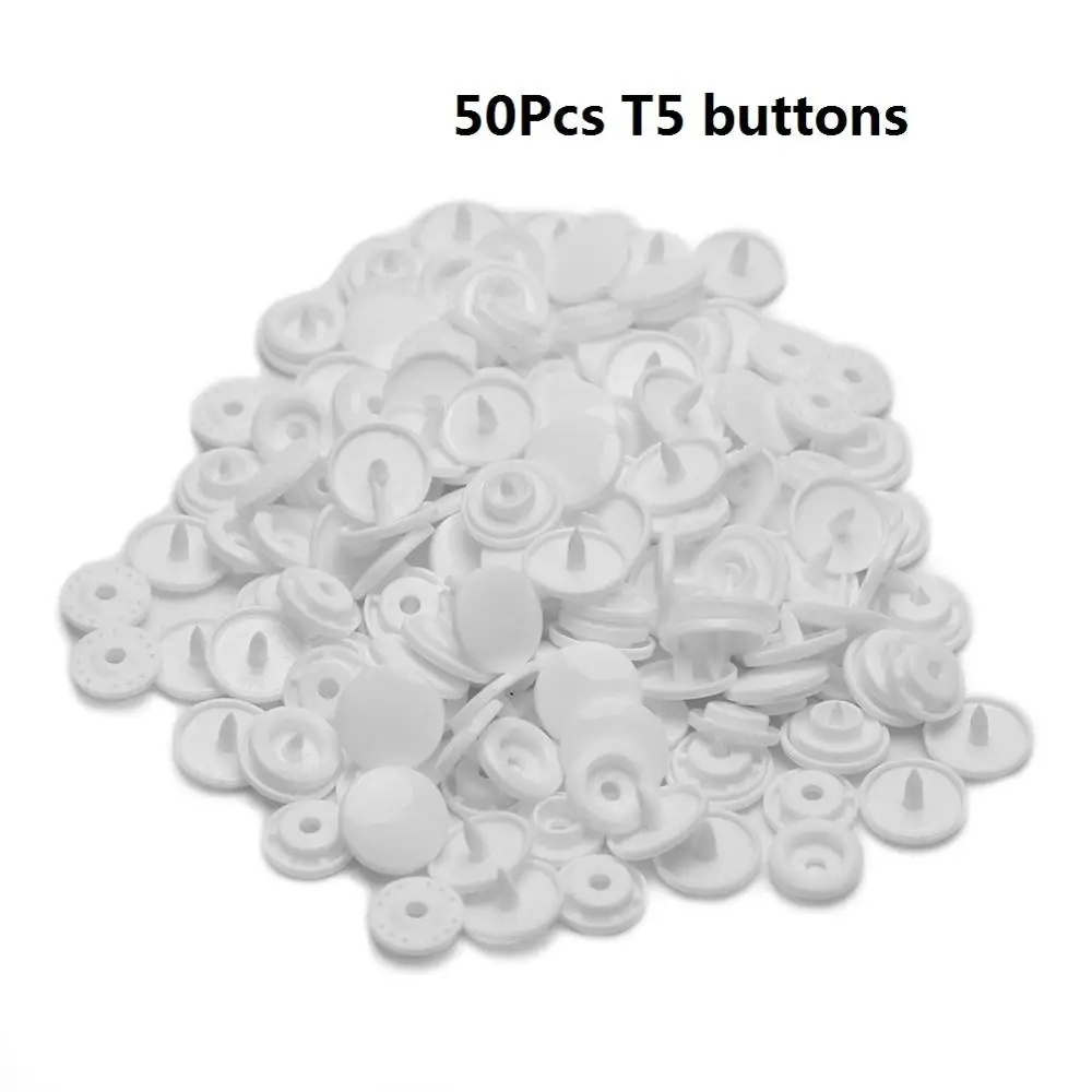 50Pcs T5 buttons Крепежные плоскогубцы, кнопка KAM T5, пластиковая смола, пресс-шпилька, тканевая кнопка, u-образный пресс, швейные инструменты - Цвет: 50Pcs T5 buttons