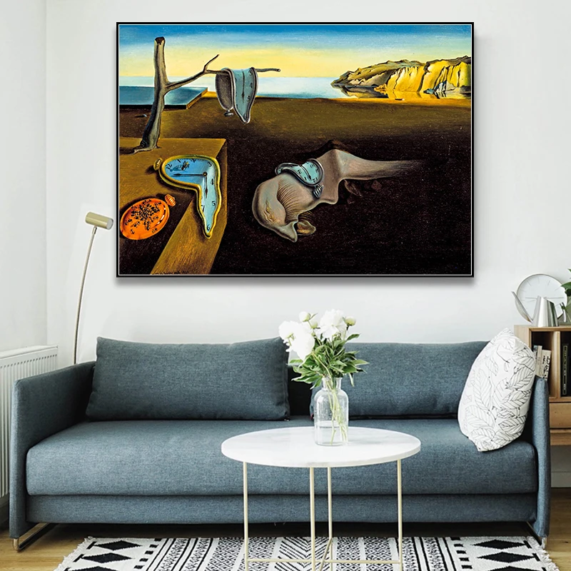 Сохраняющие память часы Salvador Dali настоящий Холст с принтом постер рисунком