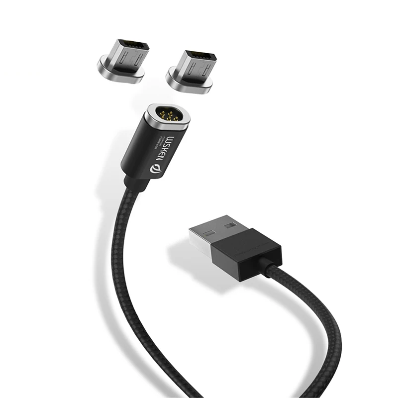With 2 plug black WSKEN Mini 2 Micro USB кабель Быстрая зарядка Магнитная Зарядка для samsung galaxy j5 S6 S7 Edge xiaomi redmi note 5 5plus 4x 5a - Цвет: With 2 plug black