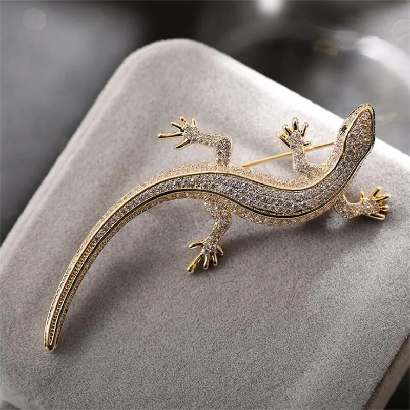 Женская Винтажная брошь ящерица в виде кристалла золотого и серебряного