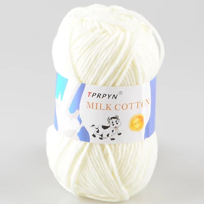 01 milk white TPRPYN 1 шт. = 50 г пряжа для вязания крючком из молочного хлопка, мягкая теплая Детская Пряжа для ручного вязания - Цвет: 01 milk white