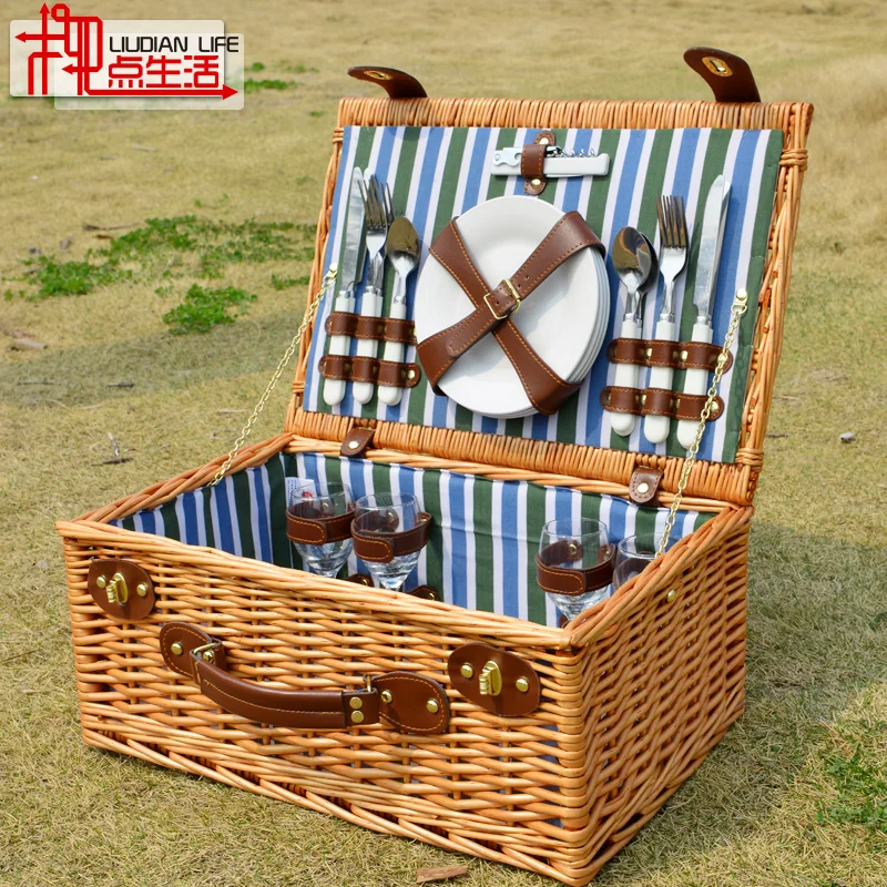 Picnic Basket Goods Cane Willow Thermal Preservation Belt Cover Camping Receiving Tableware | Дом и сад