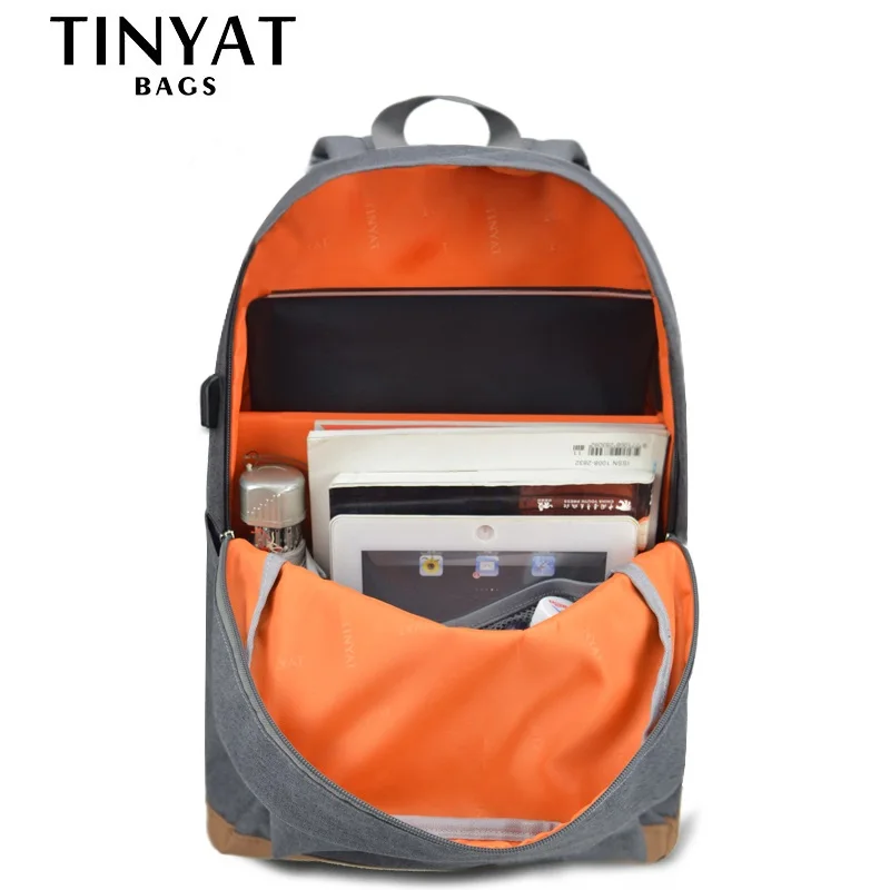 TINYAT Для мужчин 15 дюймов ноутбук рюкзак с USB мужские рюкзаки школьные рюкзаки для отдыха для подростков путешествия Для женщин плечо Mochila рюкзак для ноутбука рюкзак женский рюкзак школьный портфель школьный рюкз